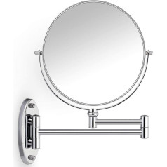 Miusco Cosmetic Mirror Wall Mounted Makeup Mirror, Premium 1X/10X Magnifying Mirror, 8 Inch Double-Sided Bathroom Cosmetic Mirror, Extendable Arm, Round, Chrome