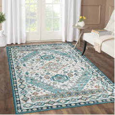 Zstar Rugs, Stain Resistant Washable Rug, Lint Free Rugs for Living Room, Bedroom, Non-Slip Backing, Home Decoration, Area Rug, Green, 160 x 230 cm