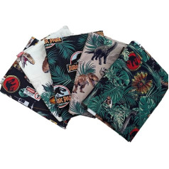 The Craft Cotton Co Jurassic Park Opulent Jungle Dinosaur Fat Quarters Bundle Pack of 5 (18