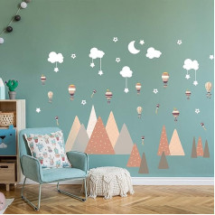 WALPLUS Pack of 50 Flying Over Mountains Wall Stickers Mural Art Vinyl Nursery Decorations for Living Room Kids Bedroom Decors Home Removable DIY Wall Decals Hotels Cafe Office Decors