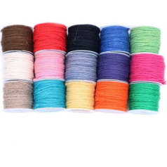 ANCLLO 15 Rolls Coloured Jute Twine 2mm Natural Hemp Rope for Christmas Bracelets Gift Wrapping Pictures