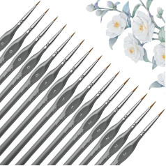 Miniature Brush Drybrush - 15 Pieces Micro Detail Brush Set, Small Fine Detail Model Brushes for Acrylic, Watercolour and Paint by Numbers, Citadel, Figure, Warhammer 40K, Grey