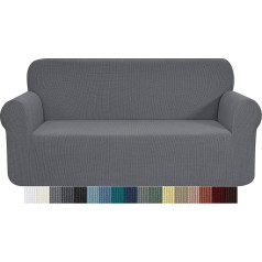 CHUN YI 1 Stück Jacquard Sofabezug Stretch Stoff Sofabezug Möbelschutz für Loveseat, 2-Sitzer Sofa Schonbezug für Wohnzimmer, Karos Durable Spandex Stoff (Loveseat, Hellgrau)