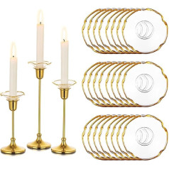 Glasseam Drip Catcher svece sveču turētājam Taper Candle: 24 Zelta malas sveces aizsardzība pret pilienu sveces turētājs Taper Candles Šiks sveces Aizsargā pret pilienu noplūdi Stikla tapera sveču turētājs Zelts mājai