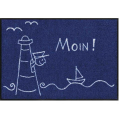 Salonloewe Fußmatte waschbar Leuchtturm 50x75 cm blau weiß maritim Eingangs-Matte Haustür Flur Schmutzfangmatte