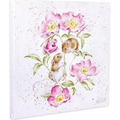 Wrendale Designs Little Whispers Mouse Square Canvas Art Print 8 x 8 inch (20 x 20 cm) White