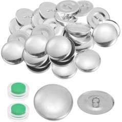 sourcing map 40 Sets Selbstabdeckungsknopf-Set, 44 l, 28 mm, mit Drahtrücken, Aluminium-Knöpfe zum Abdecken von Stoffknöpfen, Set mit 2 Werkzeugen für Heimwerker, Stoff, Heimdekoration, Nähen