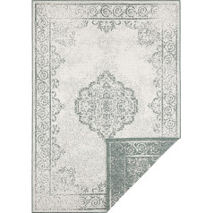 NORTHRUGS Cebu paklājs iekštelpām un ārpus telpām 160 x 230 cm - divpusējs paklājs, izturīgs pret laikapstākļiem Oriental Vintage dizaina paklājs balkonam, terasei, dārzam, ziemas dārzam, viesistabai Ūdensizturīgs zaļgani krēmkrāsas krā