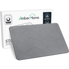 Amber Home Diatomaceous Earth Vannas paklājs akmens neslīdošs Super absorbējošs ātri žūstošs vannas istabas grīdas paklājs pelēks 60x39cm