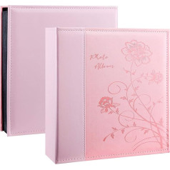 Miaikoe fotoalbums, 15,2 x 10,2 cm, 600 fotogrāfiju, ievelkams ādas vāks, kāzu ģimenes bilžu albums 600 horizontālām un vertikālām 10 x 15 cm ainavas fotogrāfijām (rozā)