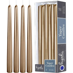 Hyoola Taper Candles - 30 см Metallic Antique Gold, настольные свечи без капель - Время горения свечи 10 часов - упаковка из 12 штук