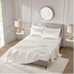 Madison Park Essentials Satin Sheets Queen Size Luxury Silky Satin Bed Sheet Elastīga 14 collu kabata der līdz 16 collu matračim Mīksts pret krīkļiem