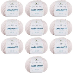 Adāmpavedieni 100% tīra Merino vilna Extra-Fine, Lana Gatto, ražots Itālijā, bērnu mīkstā līnija bērniem, jaundzimušajiem ar alveju, augstas kvalitātes dzija, 500 g. 1700 mt, (Cream - 13701, 10)