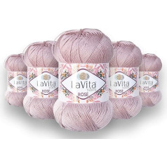 LaVita Yarn Rose Rokas adāmadatas dzija, vilna, 5 gabalu iepakojums, 100% akrils, 1 bumba, 100 g, 350 m (4134)