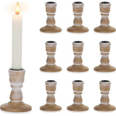 NUPTIO Sveču turētājs Koka sveču turētājs Taper Candles: 10 sveču turētāji Vintage Rustic Brown Koka sveču turētājs Maza lauku māja Ziemassvētku kāzu pusei Mājas galda apdare