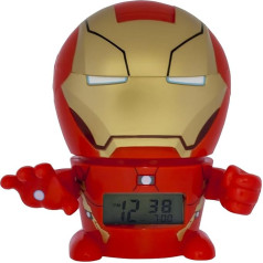 BulbBotz Marvel 2021432 Iron Man Kinder-Wecker mit Nachtlicht und typischem Geräusch , rot/gold, Kunststoff , 14 cm hoch , LCD-Display , Junge/ Mädchen , offiziell