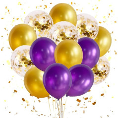 LUDEOU 51 Stück lila Metallballon-Girlande - 30,5 cm Pailletten-Konfetti-Papierballon geeignet für Abschlussfeier, Hochzeit, Verlobung, Happy Birthday Party Dekoration, Valentinstag Party Supplies