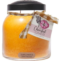 A Cheerful Giver - Sunflower & Driftwood - 155 Hour Scented Jar Candle with Lid - Dad Fragrance - 155 Hours - Gift Candle, Yellow