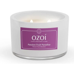 OZOI Passion Fruit Paradise aromātiskā svece ar 2 daktīm un vāku, deg līdz 30 stundām (180 g), dāvanu kastītē