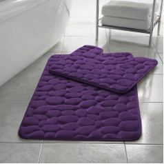 Rainbow Style Memory Foam Pebble Bath Mat Non Slip Pebble Pebble Pedestal Mat and Bath Mat Plum