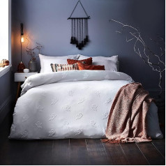 The Linen Yard Der Leinenhof Ghost Tufted Double Duvet Cover Set, kokvilna, balts