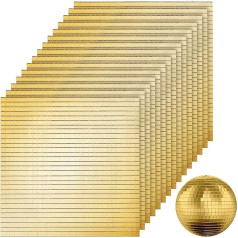 SOUJOY 36000 Stück Spiegelmosaikfliesen, 5 x 5 mm selbstklebende Spiegelaufkleber, Goldglas, Mini-Quadrat-Discokugel-Spiegel für DIY-Heimdekorationen