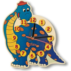 Dida - Wanduhr Dinosaurier, Analoge Uhr Zum Aufhängen Für Das Kinderzimmer, Der Lustige Dinosaurier Ist EIN Ideales Kleines Geschenk, Optimal Auch Im Kindergarten