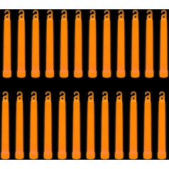 Apcirpšanas veikals 6 collu spīdošā stienīte Premium Ultra Bright Glow in the Dark Rod Mega Party 25 Pack (Orange) Jaungada vakaram, izlaidumam, kempingam