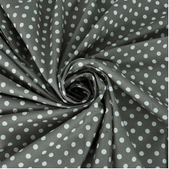 100% kokvilnas Polka Dot Poplin audums 111 cm plata amatniecības drukas pieaugušajiem un bērniem amatniecības stepēšanas auduma materiāls DIY mājas rotā kleitas 3 metri pelēks balts