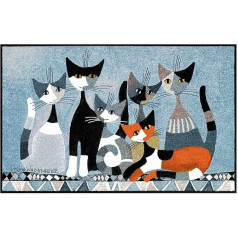 Salonloewe Rosina Wachtmeister Siamo in sei Fußmatte 75x120 cm Schmutzfangmatte waschbar Flur-Läufer Katzen bunt Wohn-Teppich