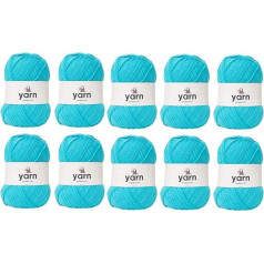 Korbond dzija Bulk (Aqua Blue) satur 10 x 100g DK akrila dzijas bumbiņas - viegla, hipoalerģiska un izturīga akrila vilna (kopā 1000g/2900m)