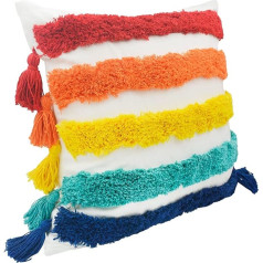 LIGICKY Rainbow spilvenu pārvalki Cute krāsains Boho spilvens Tufted Throw spilvens ar pušķi Dekoratīvais spilvens lieta meitenēm istaba dekors bērnistaba Gulta dīvāns dīvāns 45x45cm