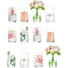 Ваза Glasseam Cylinder Small Vase, набор из 12 стеклянных ваз, ваза для цветов 15 см, современная круглая стеклянная ваза, ваза для тюльпанов для украшения 