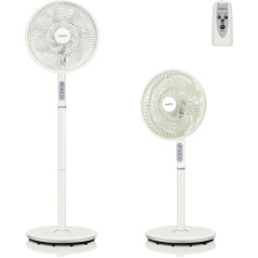 LeaderPro Ventilator Oszillierend, Standventilator Sehr leise, mit Fernbedienung, 3 Geschwindigkeiten, Höhenverstellbar，LED-Anzeige, Doppelte Ventilatorblätter, Timer, Neigbarer Kopf Elegantes Design