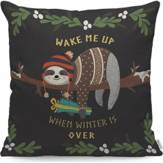 WONDERTIFY Sloth spilvens Case Make Me Up Baby Sloth Sleeping Tree Cushion Covers vīriešiem Sievietes Spilvens pārvalks Dzīvojamā istaba Lauku māja 45 x 45 cm