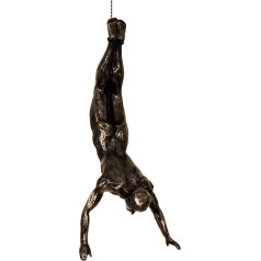 Haute Collage 1 x Liels bronzas Bungee Jumping Hanging Figure Sculpture Ornaments Skaitlis Man Wall Hanging Resin Hanging uz metāla stieples