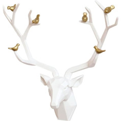 YHRJ Deer Heads Decorative Deer Antlers Decoration Modern, Indoor Three-Dimensional Stag Head Sculpture, Geometric Animal Head Hanging Gift, Environmentally Friendly Resin, 3 Types (Colour: White,