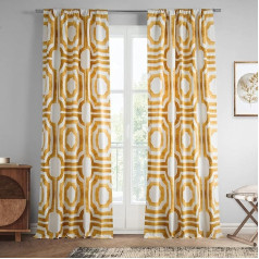 HPD Half Price Drapes PRTW-D23C-84 Kokvilnas aizkars ar apdruku (1 panelis) 50 x 84 cm Mecca Gold