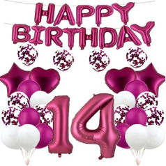 14. dzimšanas dienas balonu dekorēšana Burgundija 14 baloni Happy 14th Birthday Party Supplies Number 14 Foil Mylar Balloons Latex Balloon Dāvanas meitenēm Zēni Sievietes Vīrieši