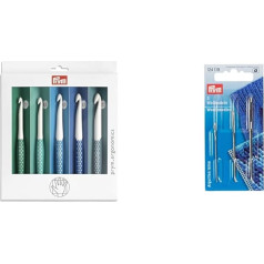 Prym 218441 Vilnas tamboradatu komplekts 7.0 mm - 12.0 mm, Prym.ergonomics, plastmasas, ergonomisks rokturis & 124119 Adatas vilnai un Smirnai bez uzgaļa, ST 1+3, sudraba krāsā, 1 gab.