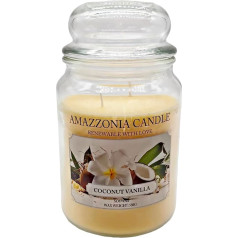 Amazzonia Candle Coconut Vanilla 18 oz Натуральная ароматическая свеча, соевый воск, экологически чистая ароматизированная свеча, декоративная белая свеча