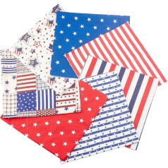 GORGECRAFT 7 gabali kokvilnas auduma patriotiska zvaigzne Amerikas karoga drukas stepēšana DIY džinsu izšūšanai 19,7 collas x 19,7 collas / 50 x 50 cm