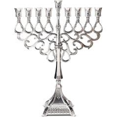 Hanukiah Judaica 9 zari Izraēla Holyland Menora Lamp Silver