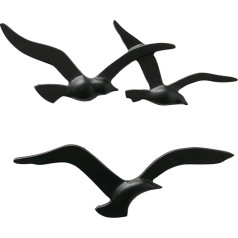 WHOLE HOUSE WORLDS Americana Flying Birds Handmade Metal Wall Decor Cast Aluminium Black Matt Bas-Relief 36cm