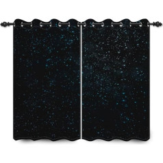 YONGFOTO 132 x 214 cm Zvaigžņotā debess aptumšošanas aizkari Spīdošas mirdzošas zilas zvaigznes Glitter Galaxy Black Sky Night dzīvojamās istabas guļamistabas logu aizkari, 2 paneļi Mājas komplekts ar caurumiem