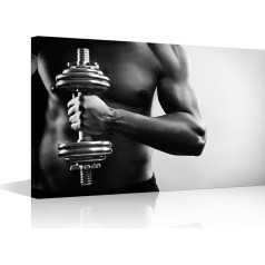 TISHIRON Mājas Dekorācijas Svarcelšana Sienas Attēli dzīvojamā istaba Melnā un baltā hanteles Canvas Wall Art Sports Fitness Modern Wall Painting 1 Panel Prints Sienas Māksla uz audekļa Framed, 18 x