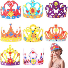 8 gabali Tiara amatniecības komplekts bērniem DIY dzimšanas dienas kronis Rhinestones meitenēm princese dāvana dzimšanas dienas ballīte Play Project