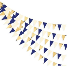 9m trijstūra karogs Bunting Navy Blue Beige Gold Party Decoration Hanging Paper Flag Bunting Garland for Hen Night saderināšanās kāzu dzimšanas diena līgavas šovs jubileja Hen Party Accessories