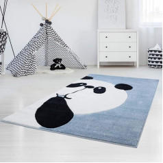 paklāju pilsēta Bueno Panda lācis Panda Flat Pile paklājs zilā krāsā ar kontūras griezumu bērnu istabai Izmērs: 160 x 230 cm