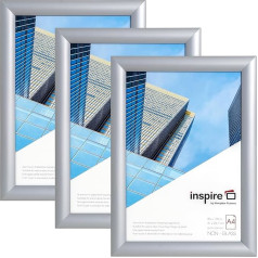 Inspire by Hampton IBH-SNAPA4S-3PK A4 (21 x 30 см) Акриловая защелкивающаяся рамка, серебристая (без стекла), в упаковке 3 штуки